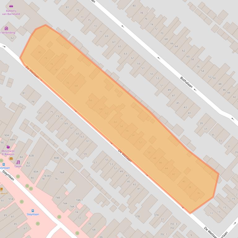 Kaart van postcodegebied 3707XE.