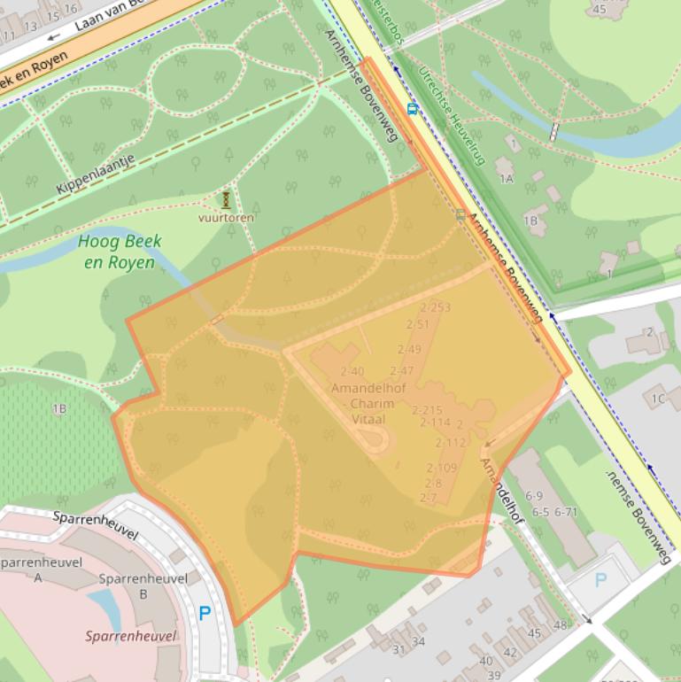 Kaart van postcodegebied 3708AB.