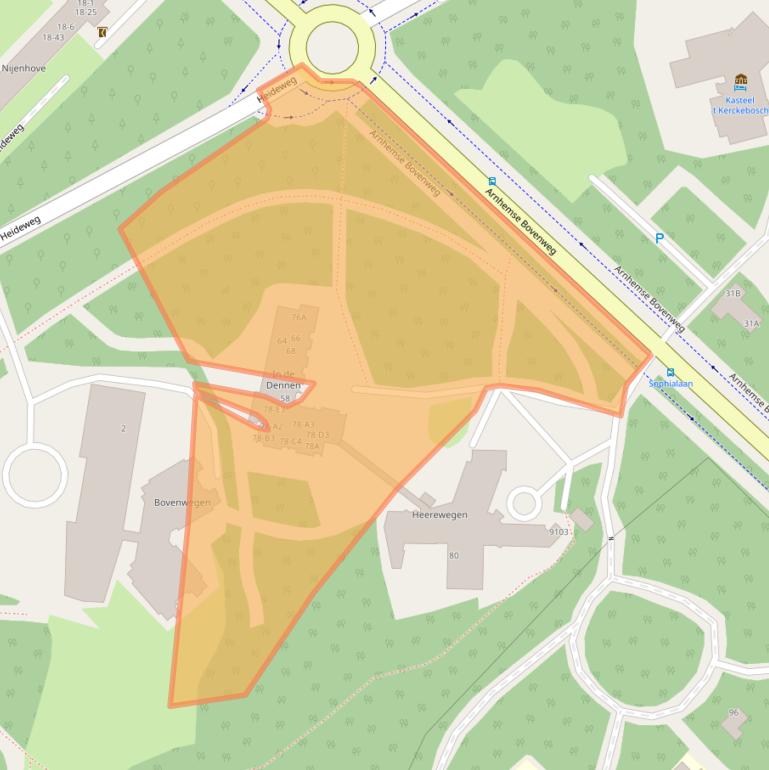 Kaart van postcodegebied 3708AE.