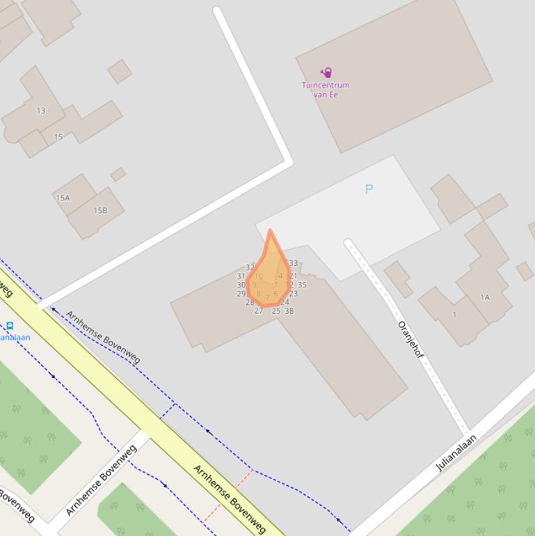 Kaart van postcodegebied 3708AJ.