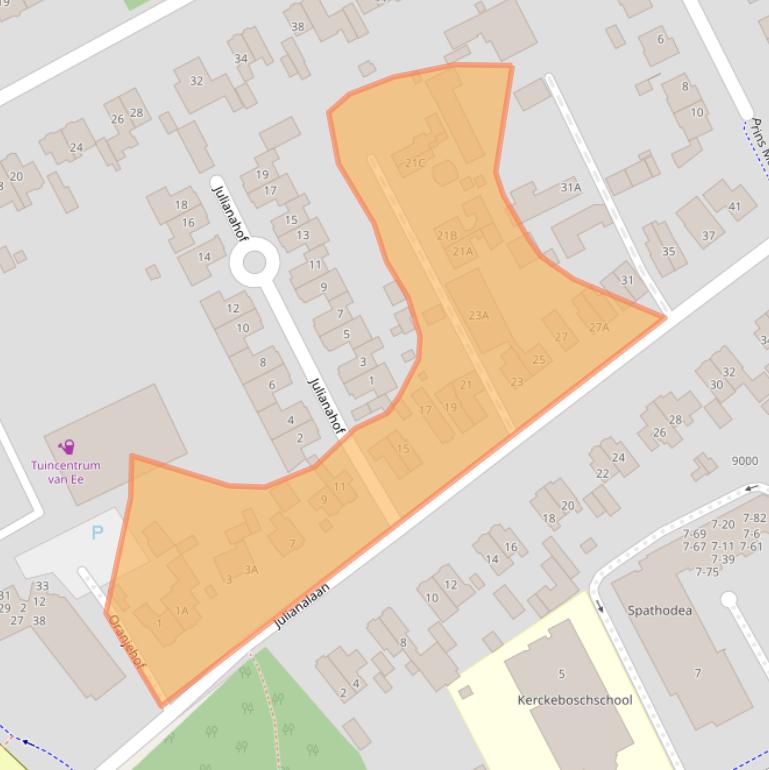 Kaart van postcodegebied 3708BA.