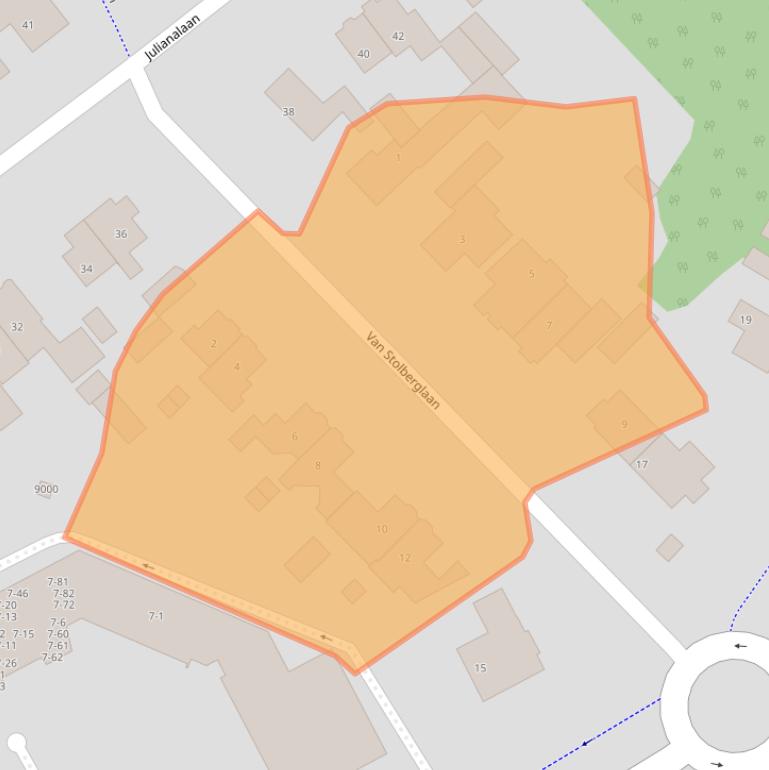 Kaart van postcodegebied 3708BG.