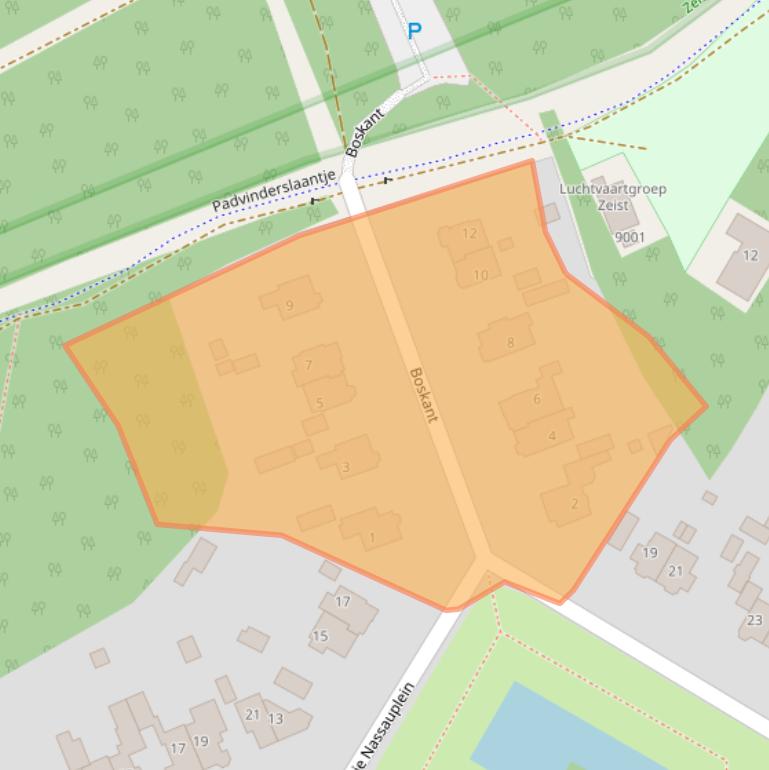 Kaart van postcodegebied 3708BP.