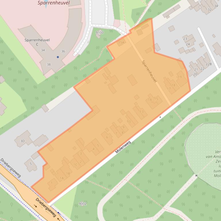 Kaart van postcodegebied 3708SB.