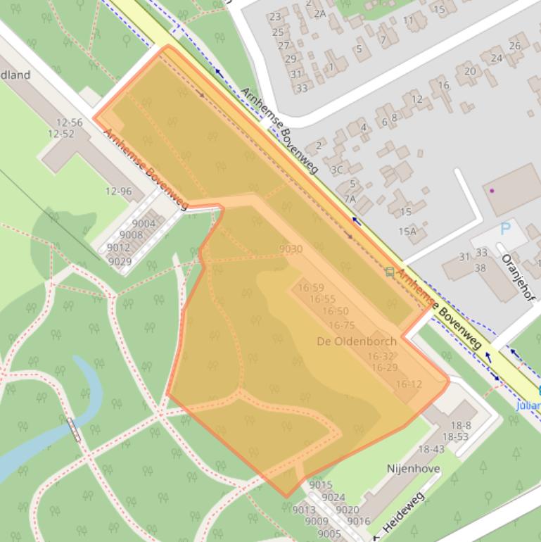 Kaart van postcodegebied 3708TA.