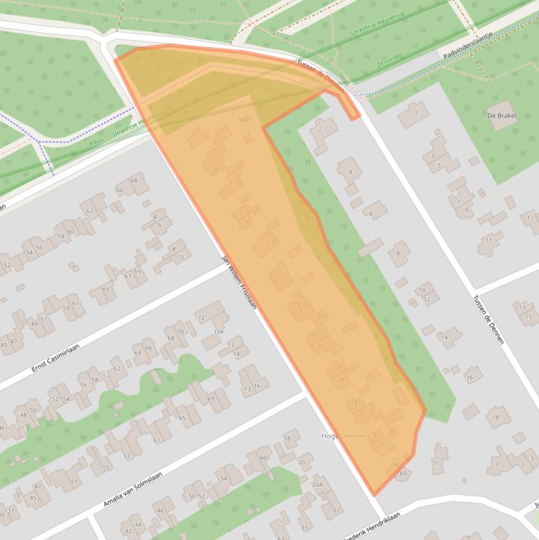 Kaart van postcodegebied 3708VG.