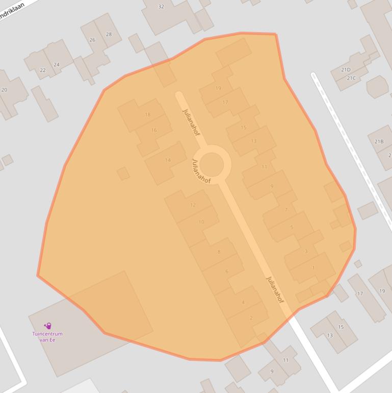 Kaart van postcodegebied 3708VJ.