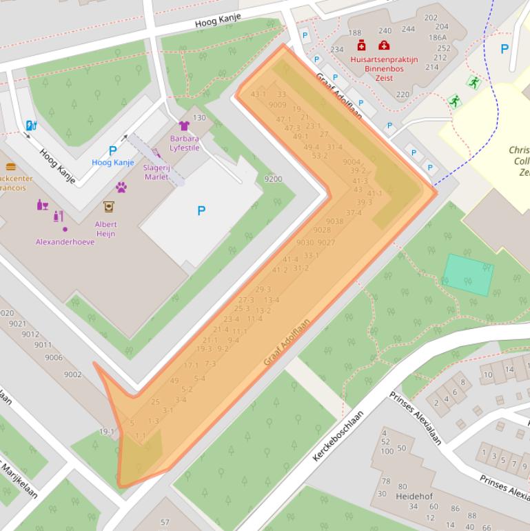 Kaart van postcodegebied 3708XA.