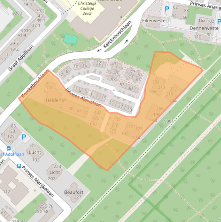 Kaart van postcodegebied 3708XD.