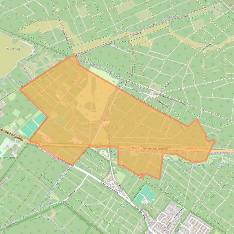 Kaart van postcodegebied 3711AA.