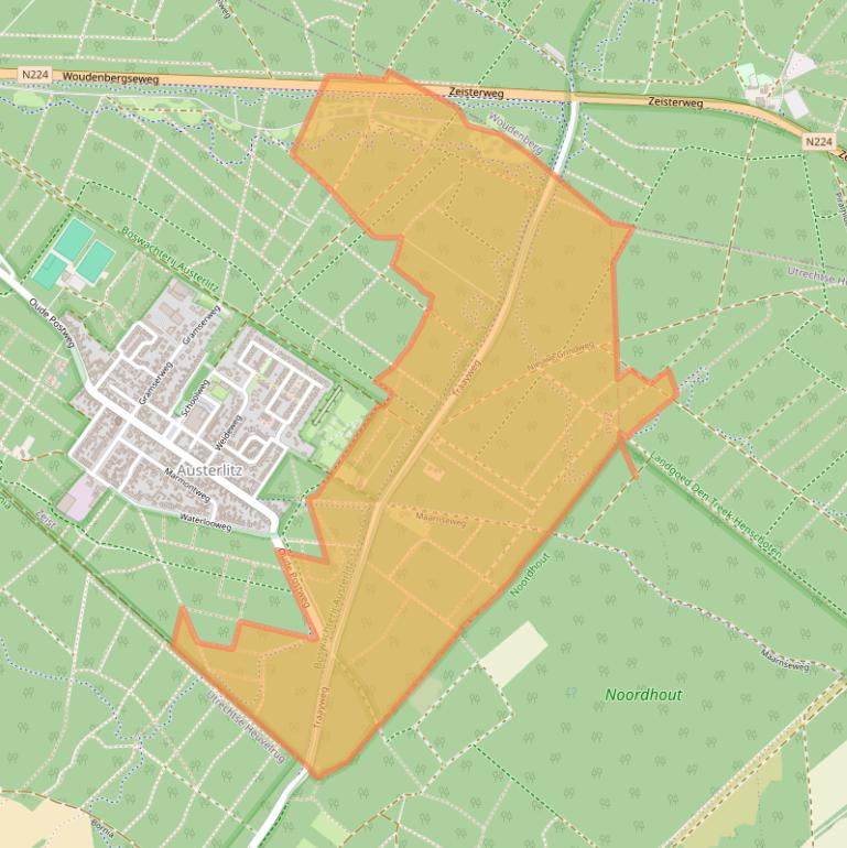 Kaart van postcodegebied 3711BV.