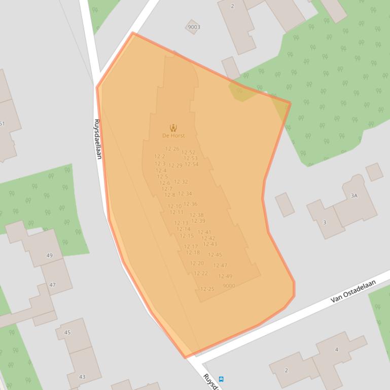 Kaart van postcodegebied 3712AT.