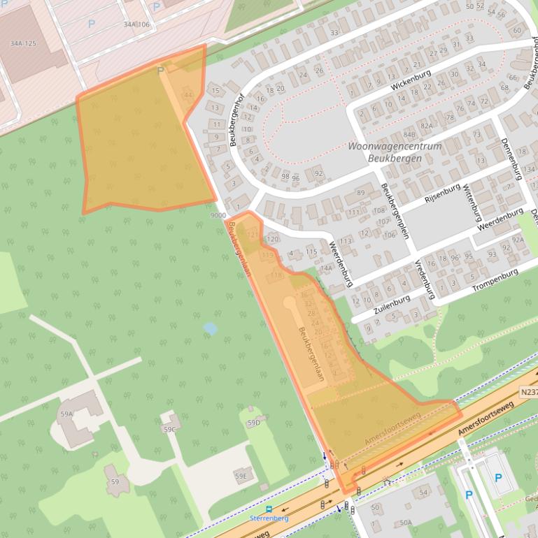 Kaart van postcodegebied 3712BJ.