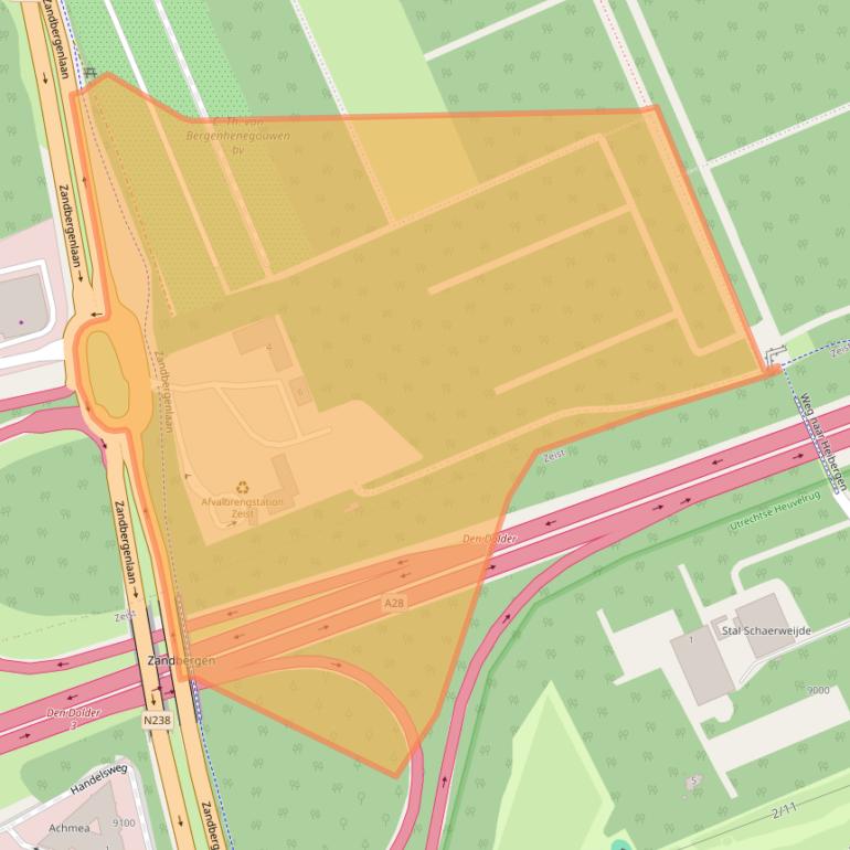 Kaart van postcodegebied 3712BZ.