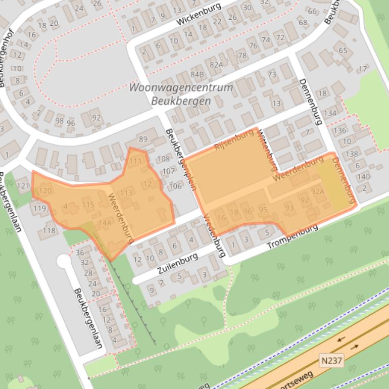 Kaart van postcodegebied 3712EB.