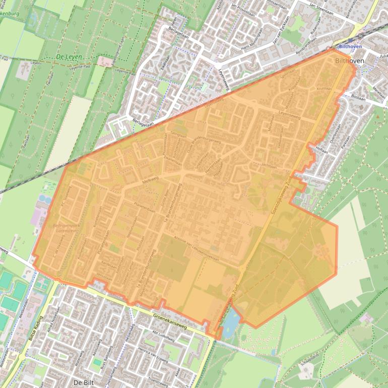 Kaart van postcodegebied 3721.