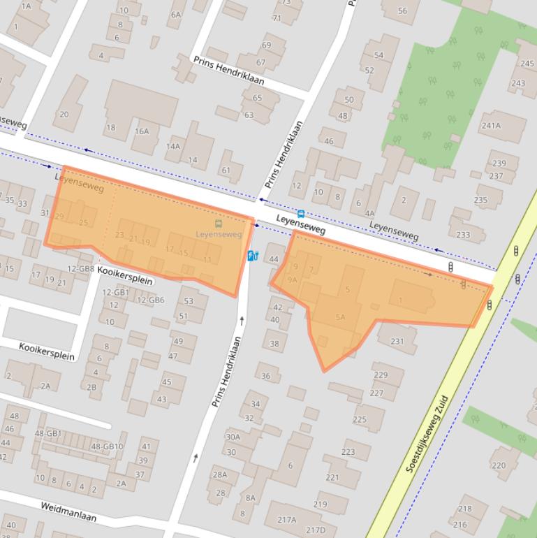 Kaart van postcodegebied 3721BA.