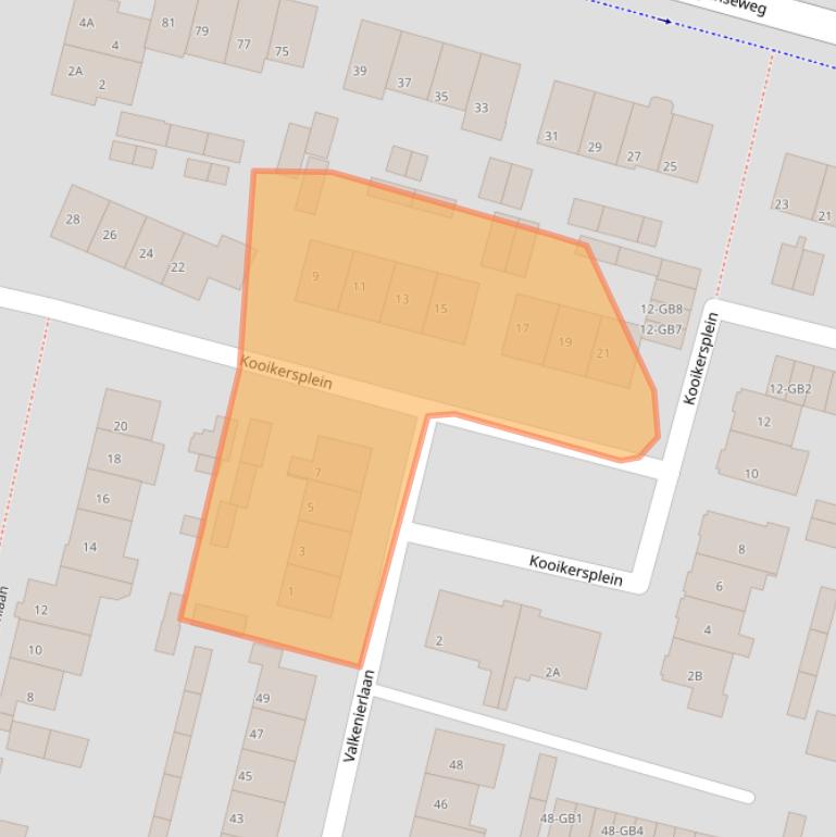 Kaart van postcodegebied 3721BJ.