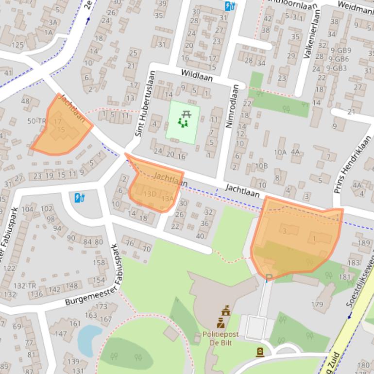 Kaart van postcodegebied 3721CA.