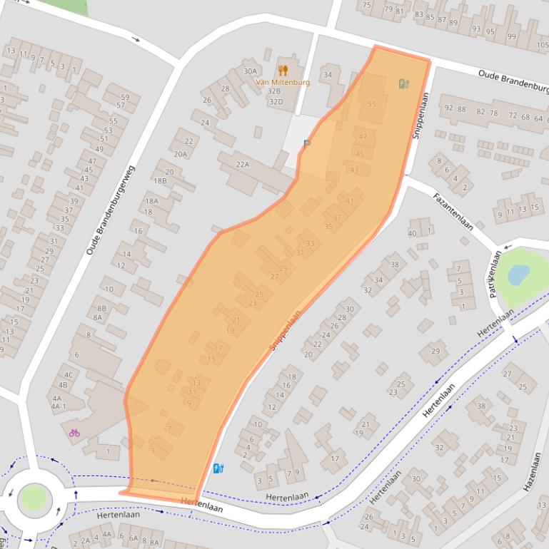 Kaart van postcodegebied 3721DR.