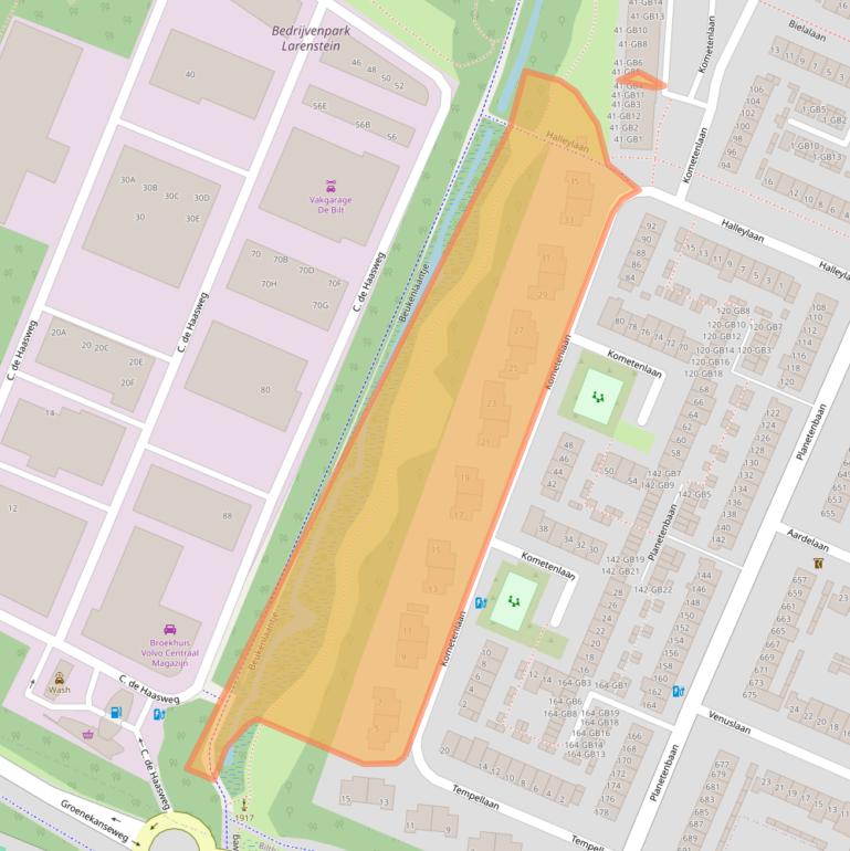 Kaart van postcodegebied 3721JA.