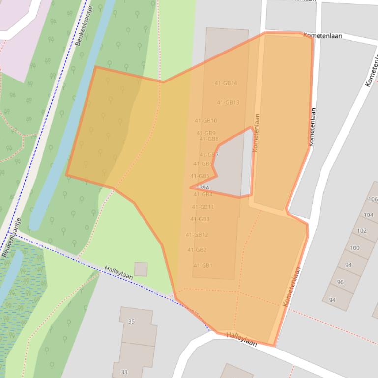 Kaart van postcodegebied 3721JB.