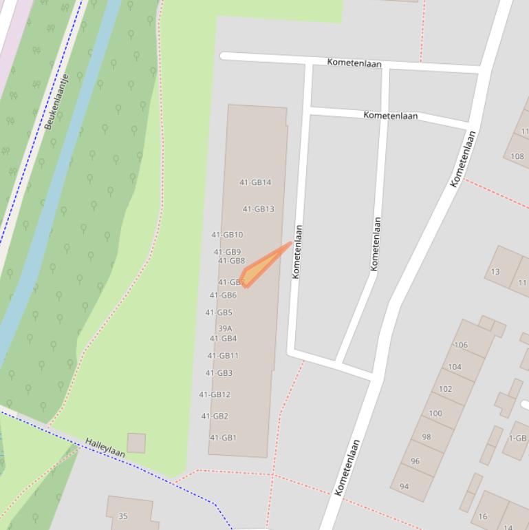 Kaart van postcodegebied 3721JE.