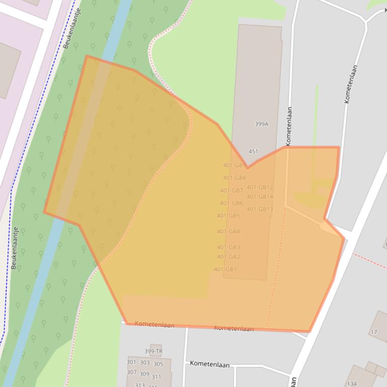 Kaart van postcodegebied 3721JM.