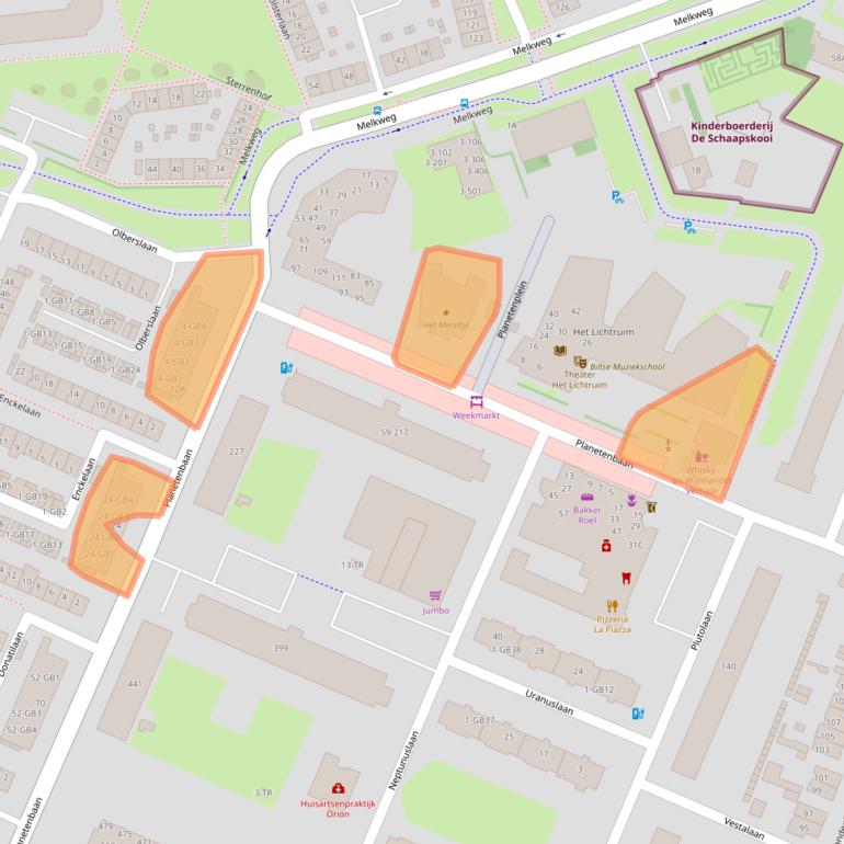 Kaart van postcodegebied 3721LA.