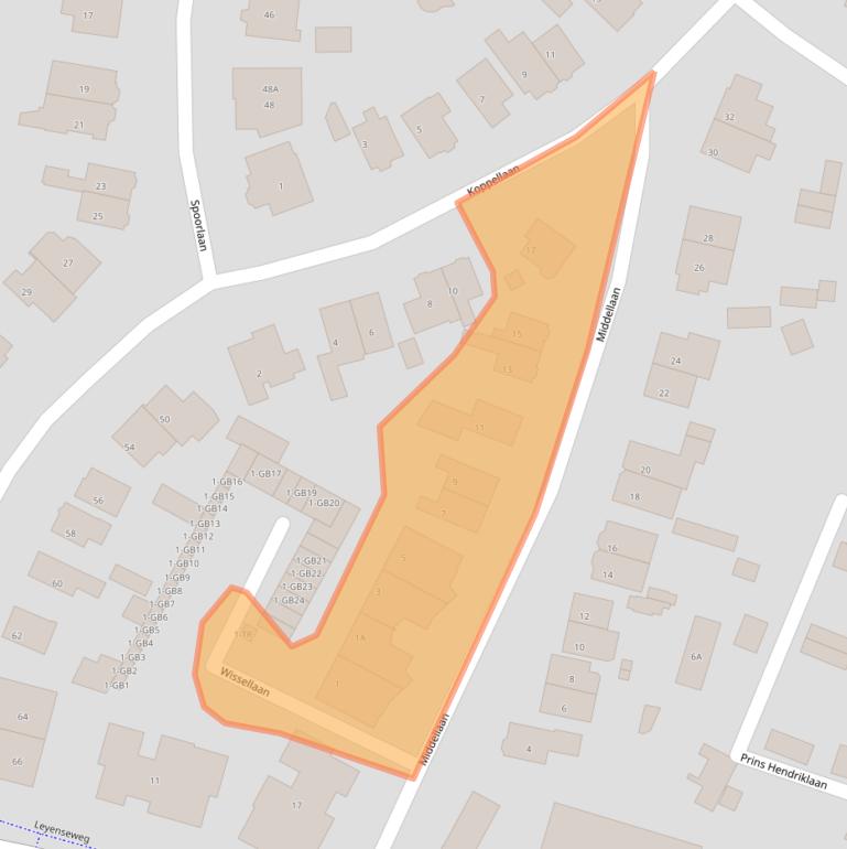 Kaart van postcodegebied 3721PG.