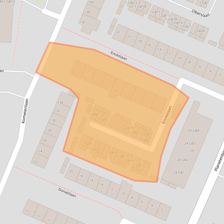Kaart van postcodegebied 3721TB.