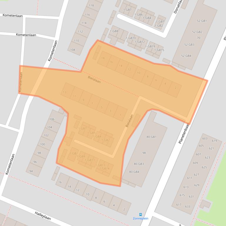 Kaart van postcodegebied 3721TG.
