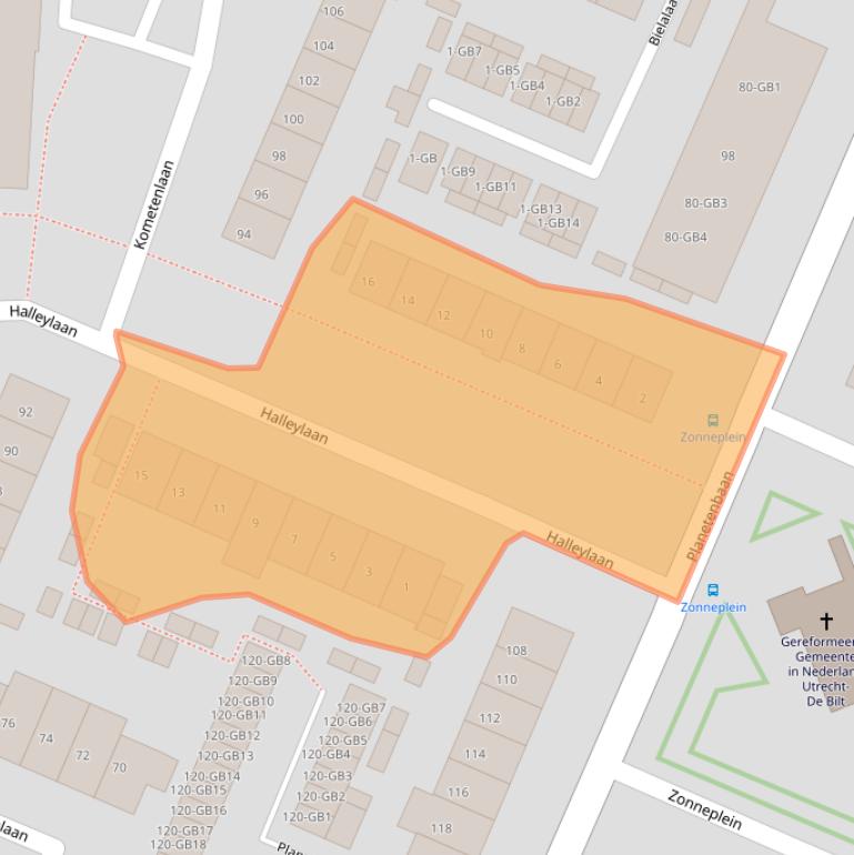 Kaart van postcodegebied 3721TH.