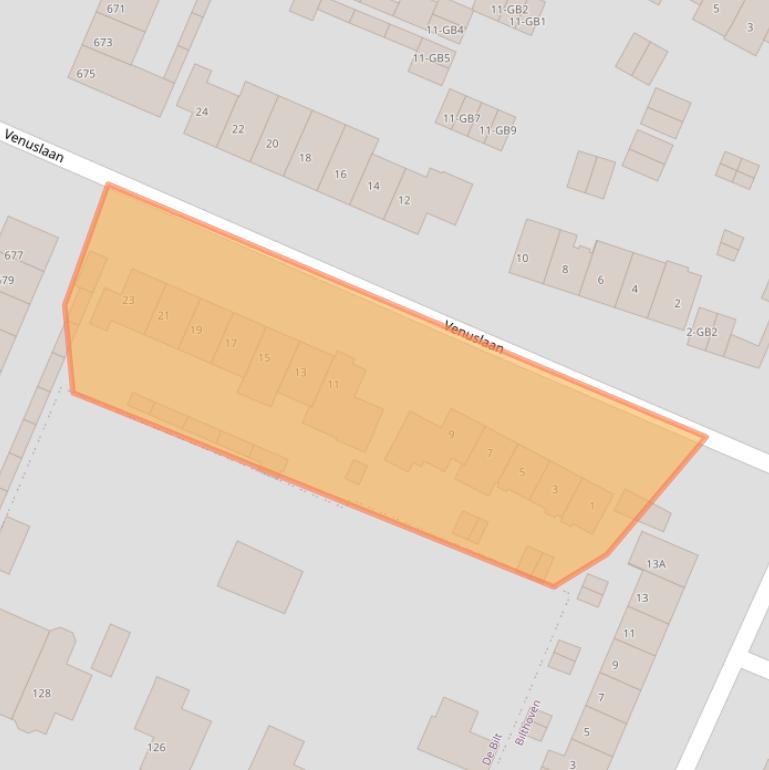 Kaart van postcodegebied 3721VE.