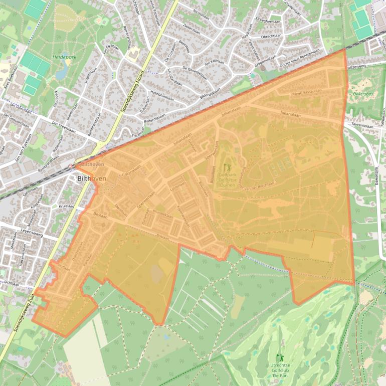 Kaart van postcodegebied 3722.