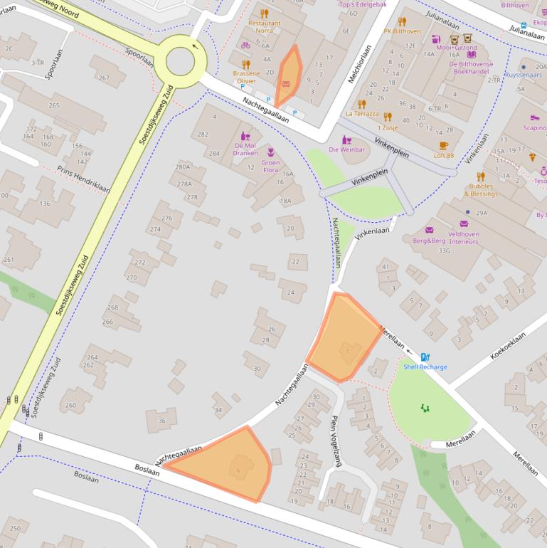 Kaart van postcodegebied 3722AA.