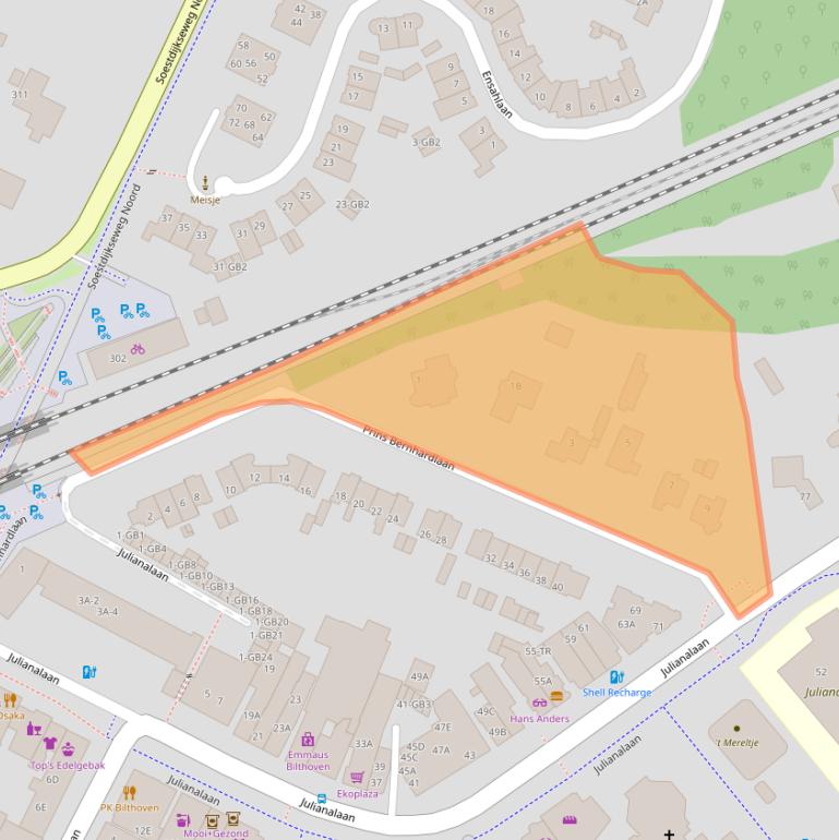 Kaart van postcodegebied 3722AE.