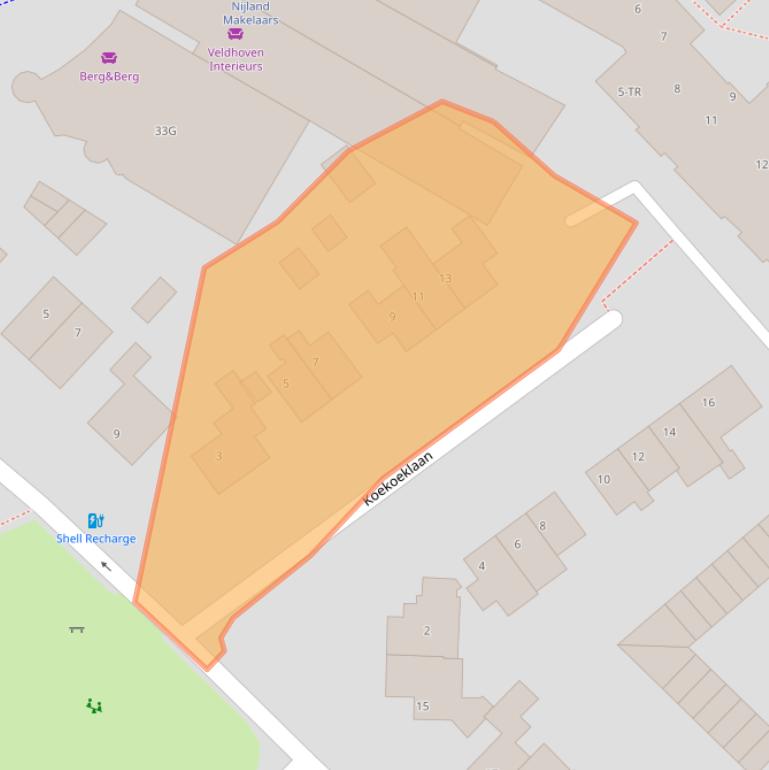 Kaart van postcodegebied 3722AM.