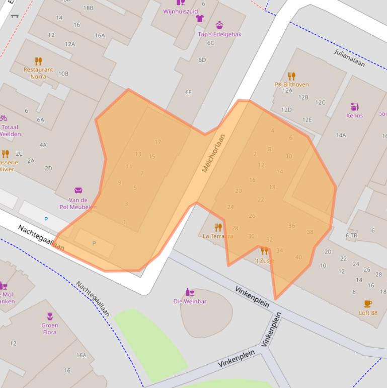 Kaart van postcodegebied 3722AX.