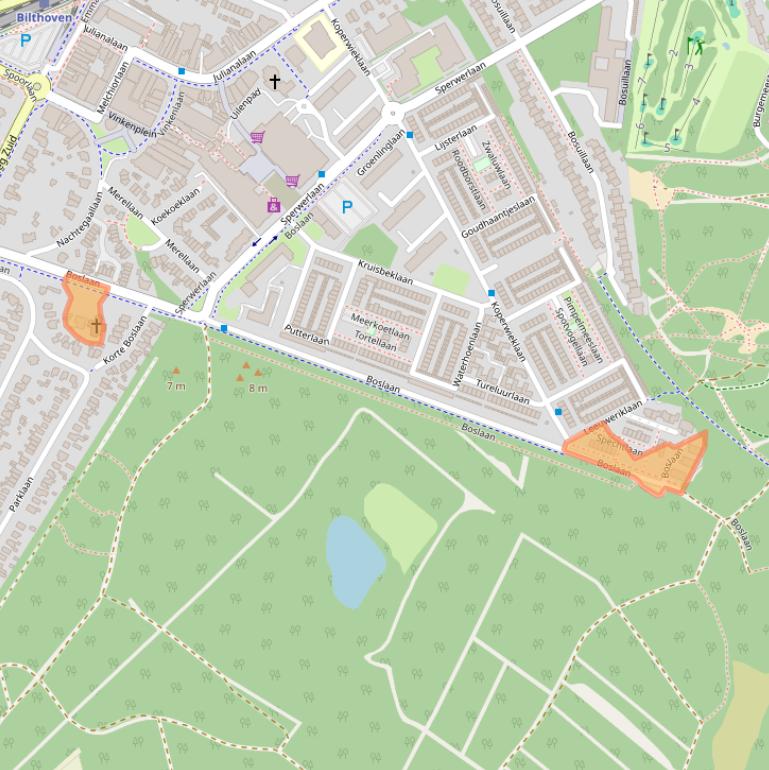 Kaart van postcodegebied 3722BA.