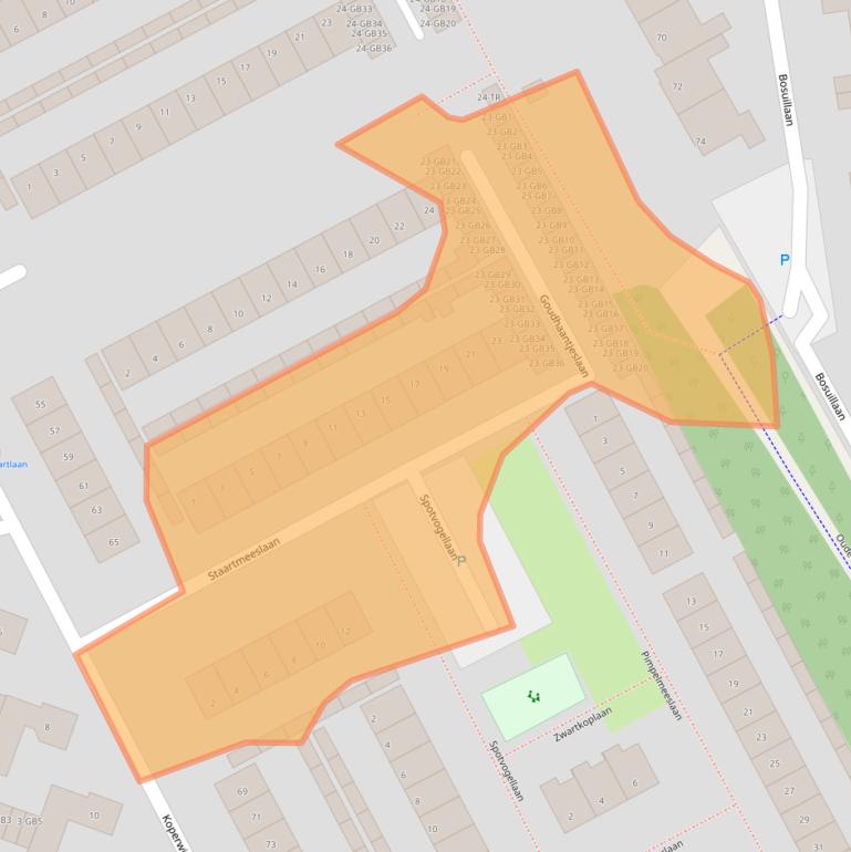 Kaart van postcodegebied 3722CR.