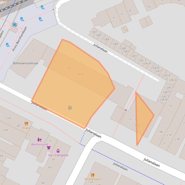 Kaart van postcodegebied 3722GB.