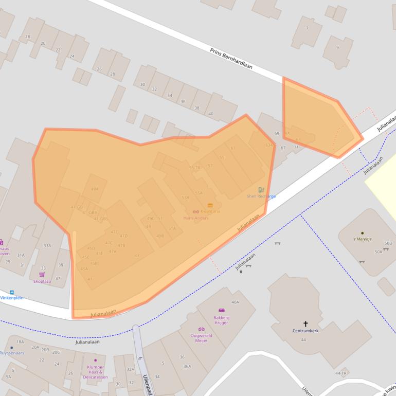 Kaart van postcodegebied 3722GE.