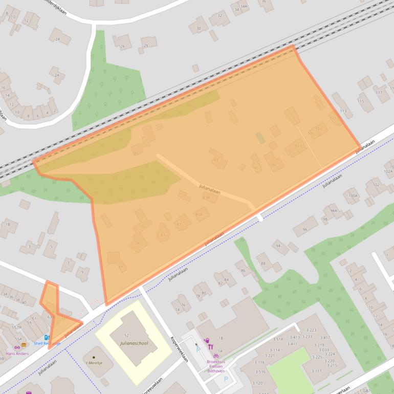 Kaart van postcodegebied 3722GG.