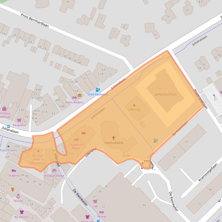 Kaart van postcodegebied 3722GR.