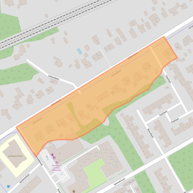 Kaart van postcodegebied 3722GS.