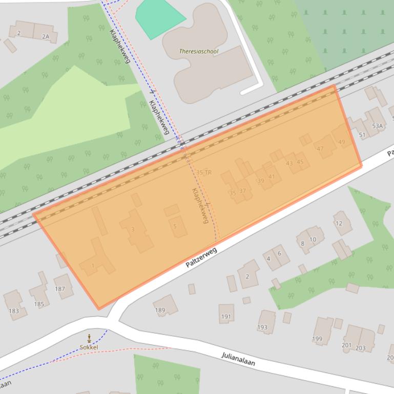 Kaart van postcodegebied 3722JA.