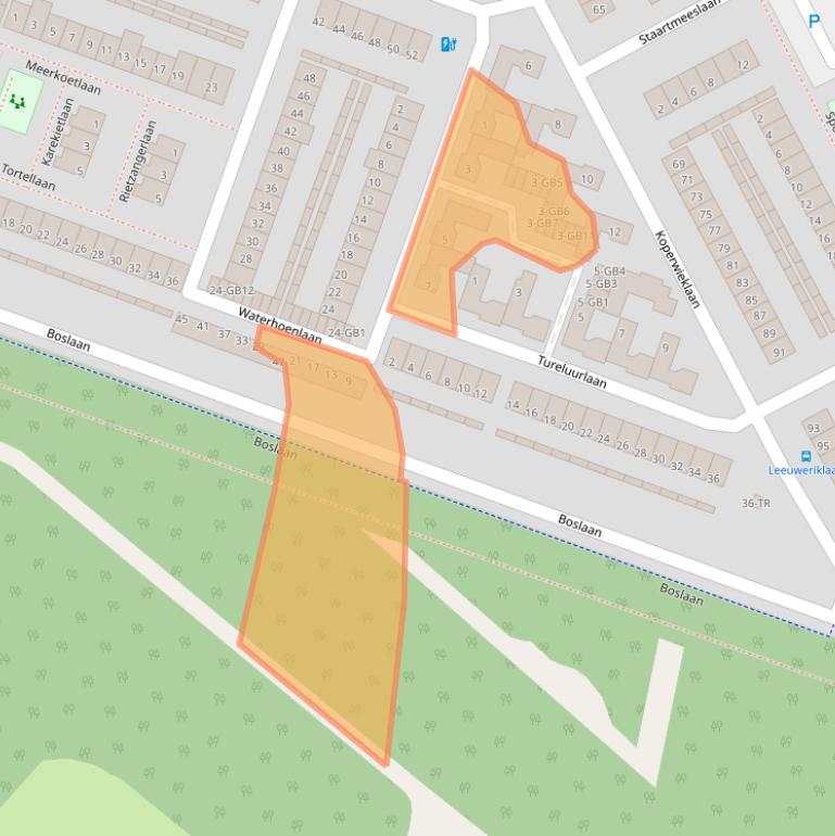 Kaart van postcodegebied 3722TA.