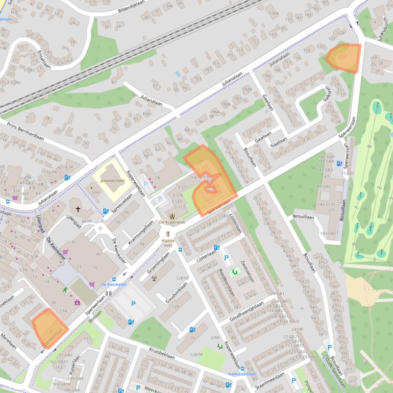 Kaart van postcodegebied 3722XA.