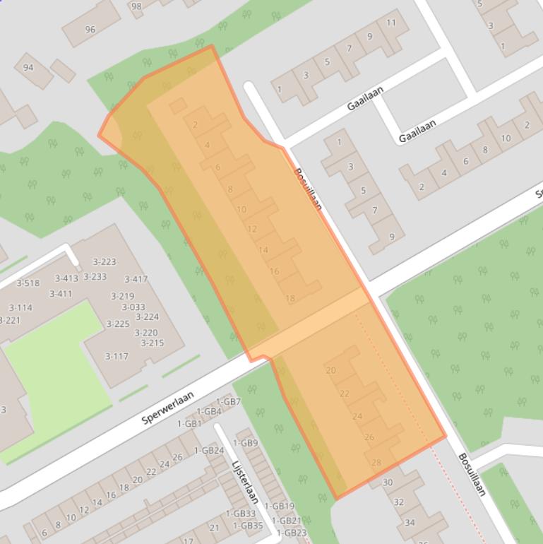 Kaart van postcodegebied 3722XN.